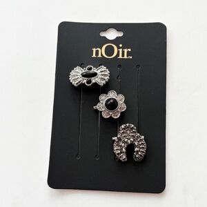 Noir NYC rhodium plated brooch set